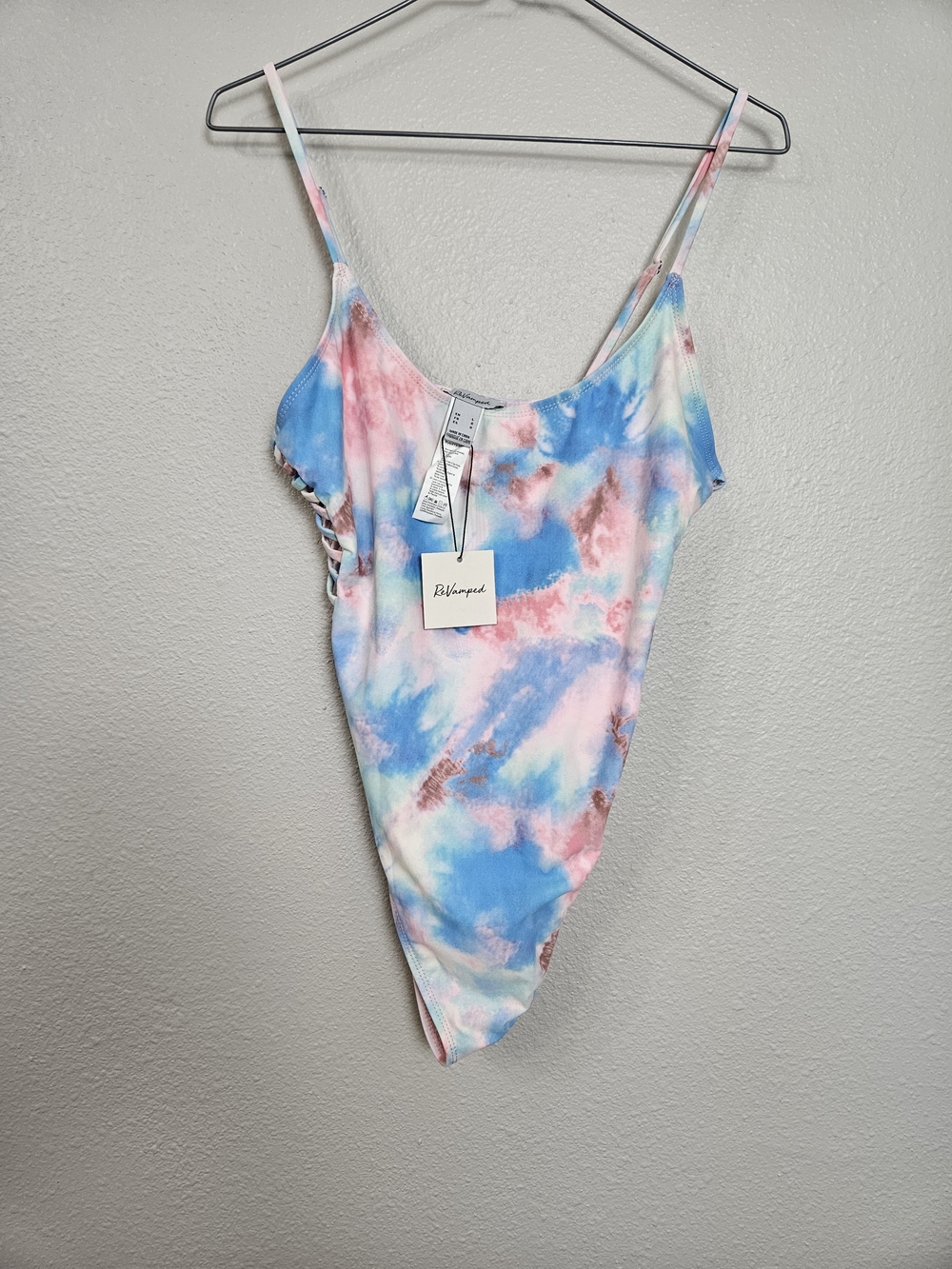 Revamped Tie-Dye One-Piece Swimsuit in Blue, Pink, White